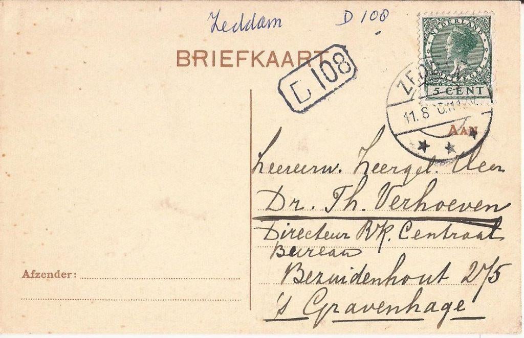ZEDDAM 1930 Zuster Polycarpa Hdf R.K. huishoudschool, Verzenden, 1920 tot 1940, Gelopen, Gelderland