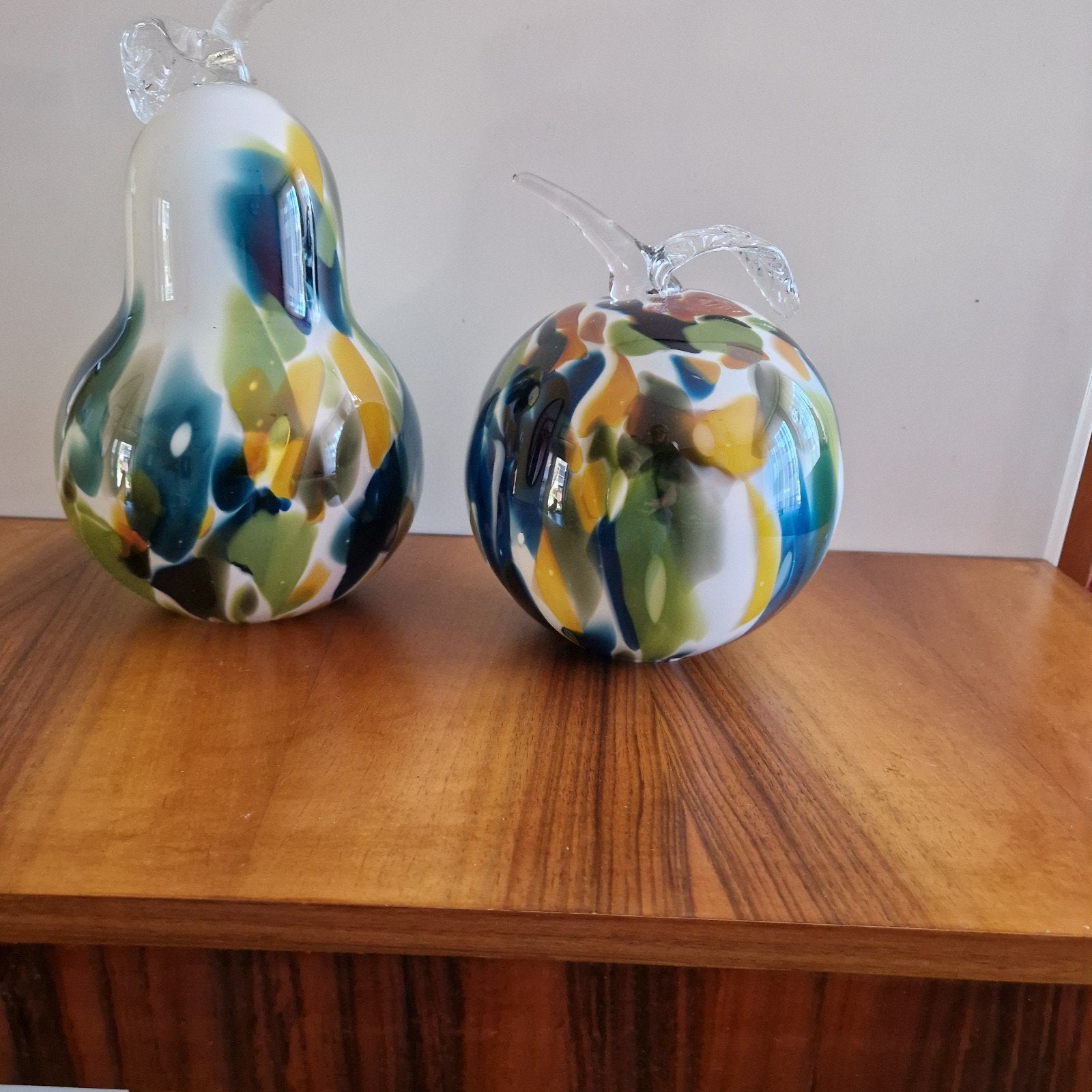 Set Glazen Fruit (Appel & Peer) - Pools Kunstglas, Antiek en Kunst, Ophalen of Verzenden