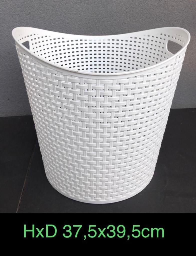 Nieuwe grote witte wasmand rattan 27L 39,5cm groot, Ophalen of Verzenden, Nieuw, Wit