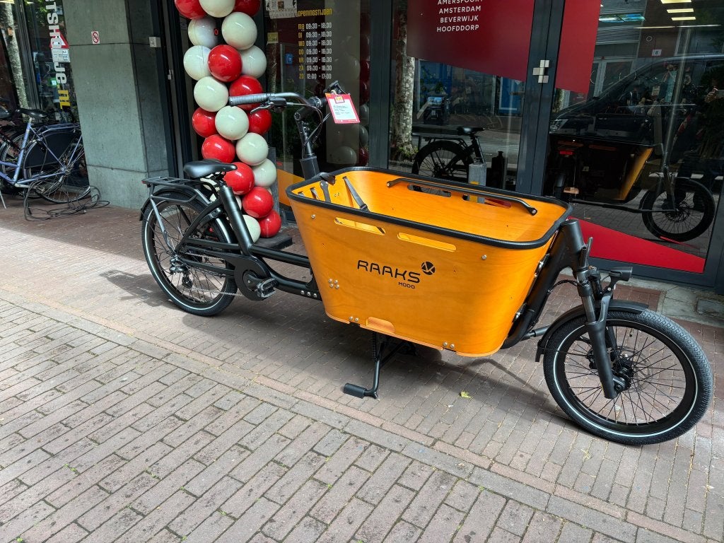 Fietshokje Raaks: Raaks Modo elektrische bakfiets NIEUW!!, Fietsen en Brommers, Niet ingevuld, Nieuw, Minder dan 47 cm, 50 km per accu of meer