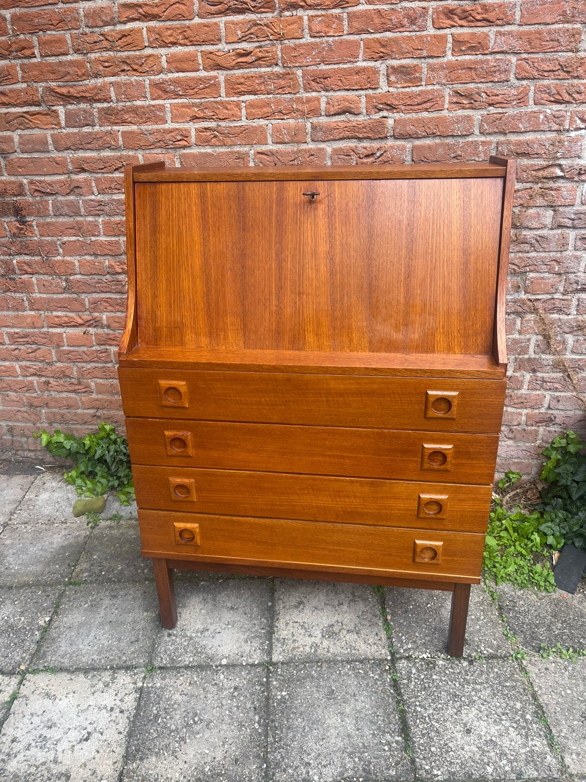 Vintage secretaire met 4 laden, Ophalen, O, O, O