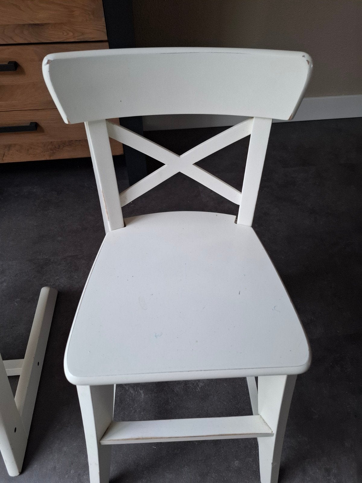 ikea witte houten stoel, 1 kruk, Ophalen of Verzenden, Gebruikt, 60 tot 90 cm