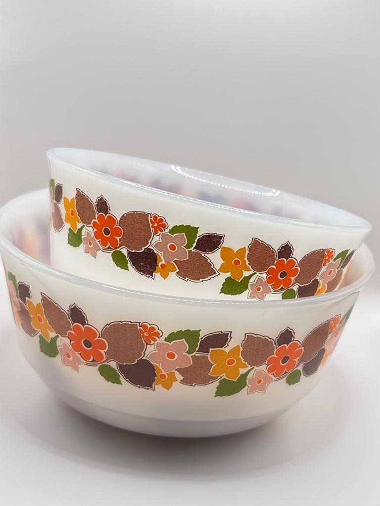 Schott Mainz Jena glass ovenschalen met herfstig blad design, Antiek en Kunst, Ophalen of Verzenden