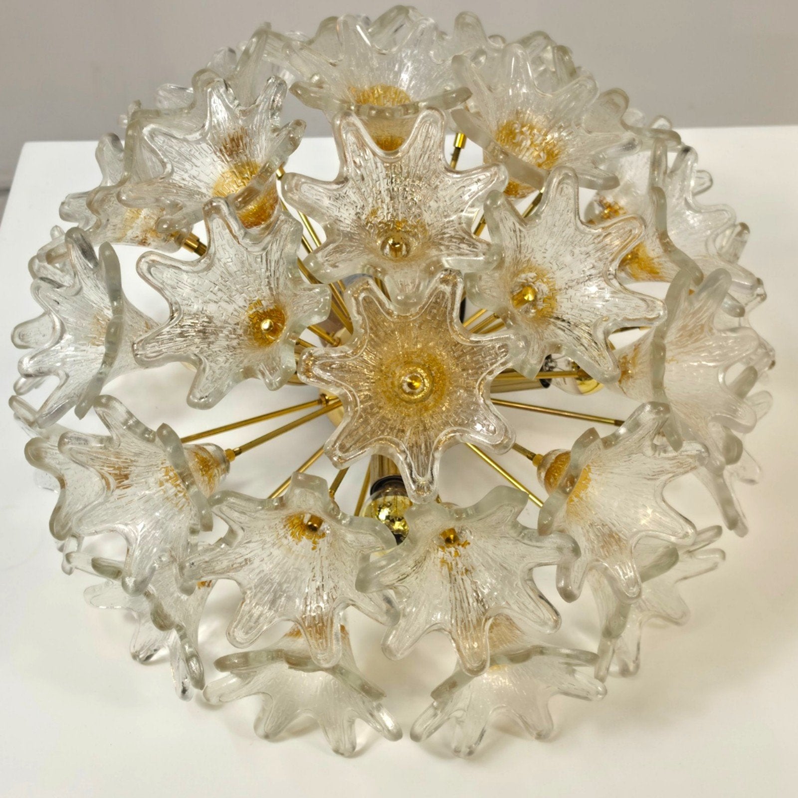 venini murano palfondlamp 70s Italiaans mid century design, Gebruikt, E14 (klein), Ophalen of Verzenden, Glas