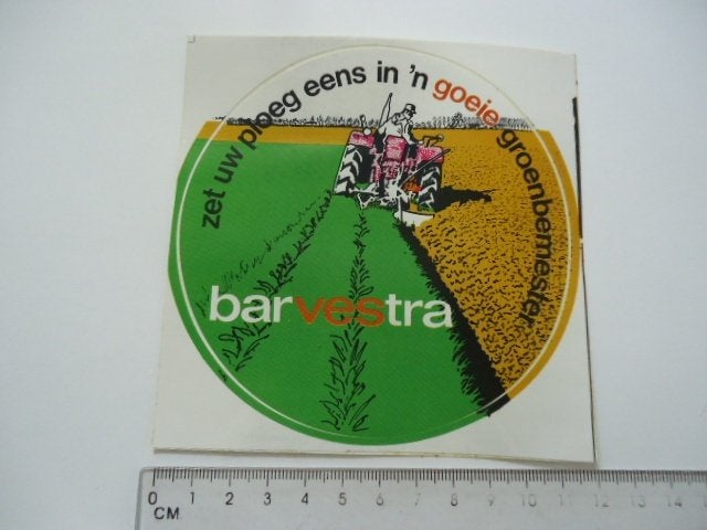 sticker oud Barvestra ploeg agrarisch landbouw barenbrug agr, Verzenden, Zo goed als nieuw, Bedrijf of Vereniging