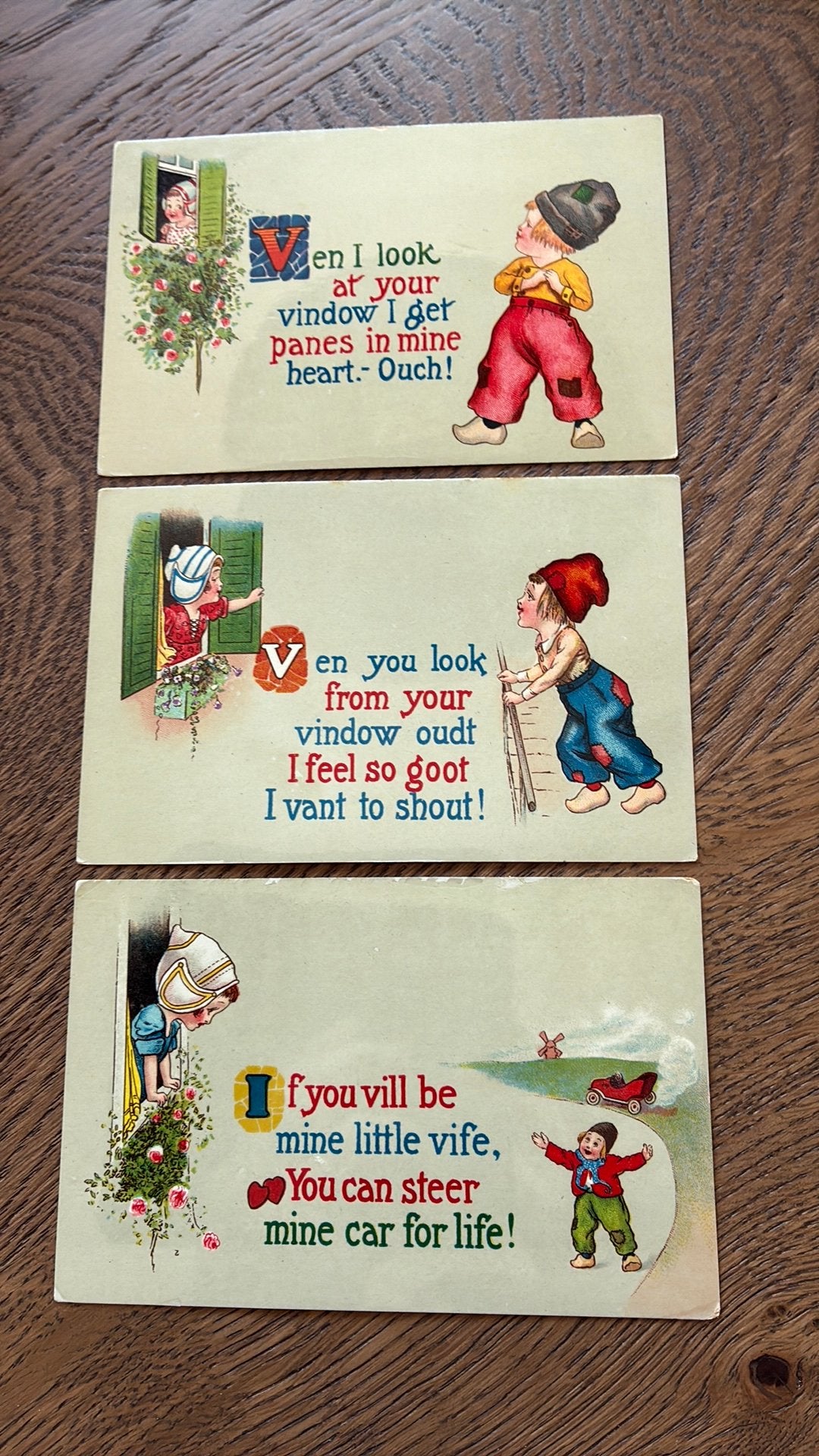3 glanskaarten. Liefdesverklaring., Ophalen of Verzenden, Ongelopen