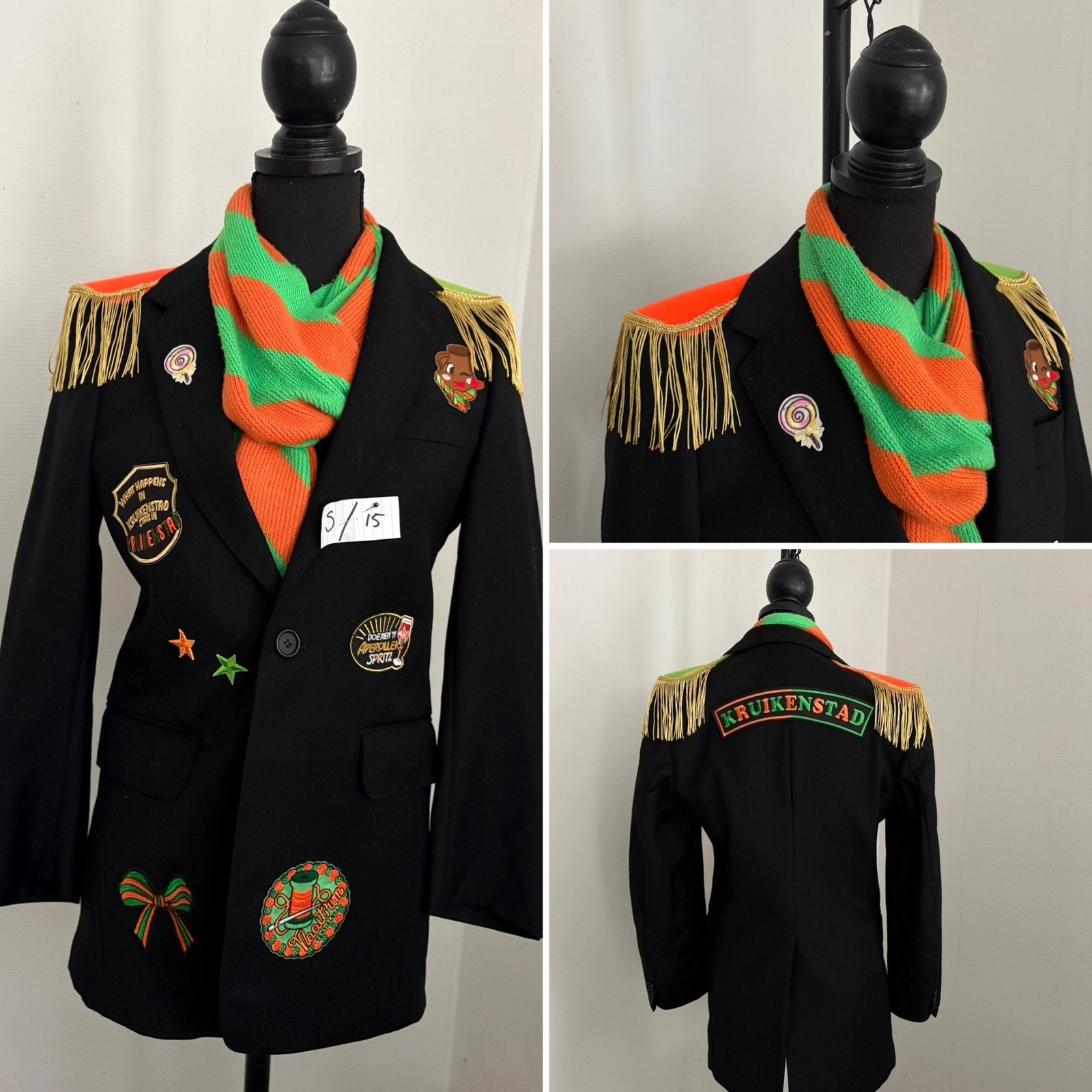 (15)Kruikenstad Colbert/Jas maat S emblemen epauletten dames, Ophalen of Verzenden, Zo goed als nieuw, Carnaval