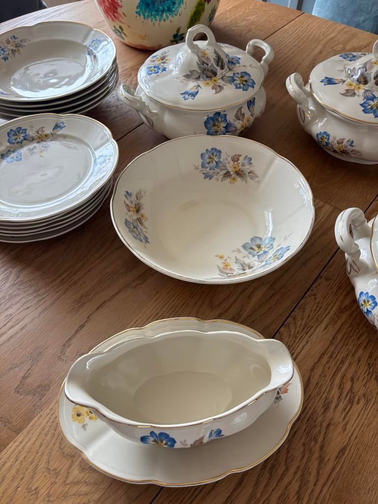 Vintage Servies Set - Bloemenmotief, 22-delig, Antiek en Kunst, Ophalen