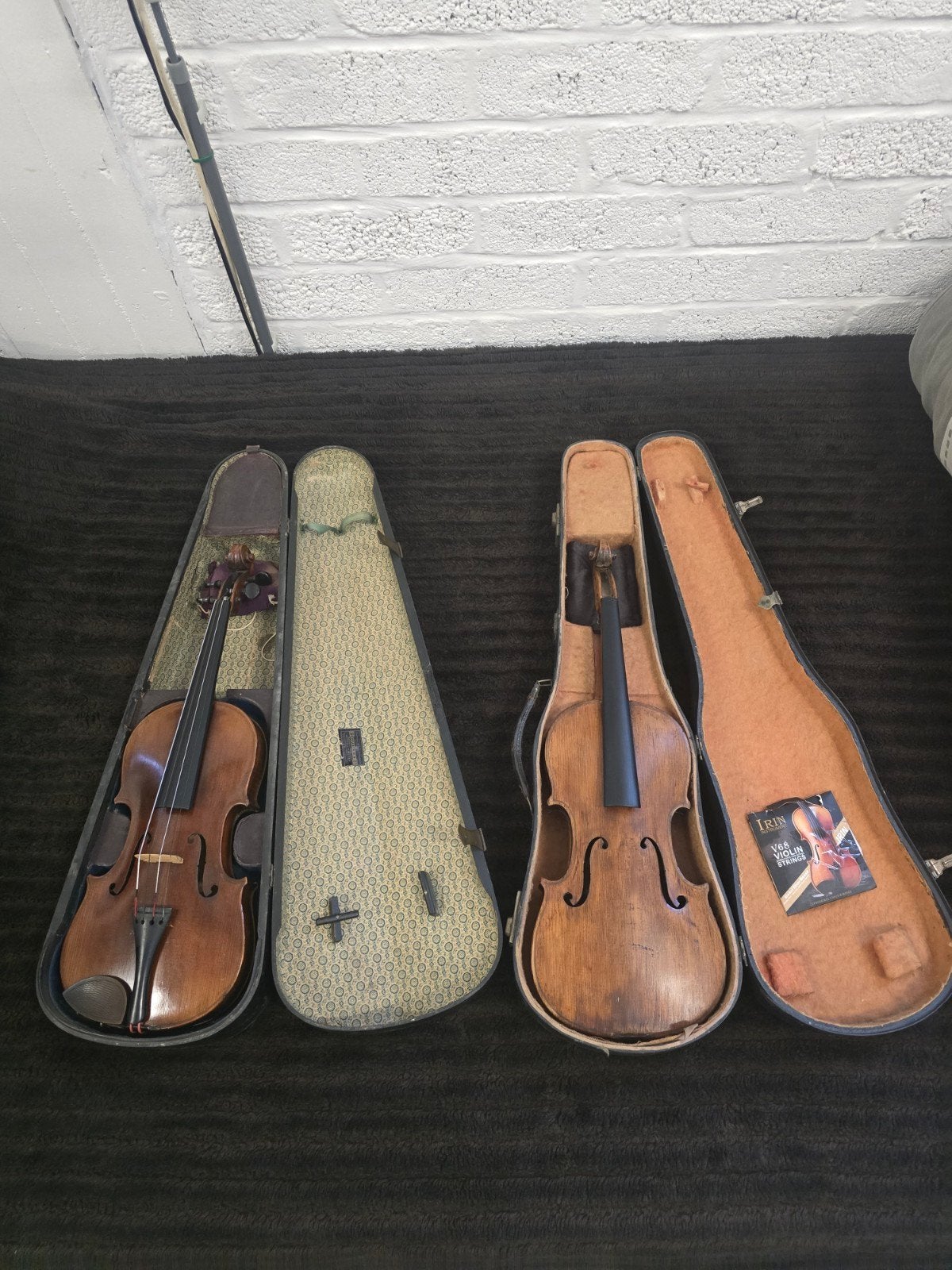 4/4 violen in originele koffer (antieke), Muziek en Instrumenten, Gebruikt, Viool, Ophalen of Verzenden, 4/4-viool