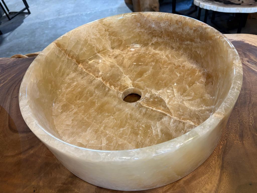 Luxe Onyx natuurstenen kom, Ophalen, Nieuw, Minder dan 100 cm, Wasbak of Wastafel