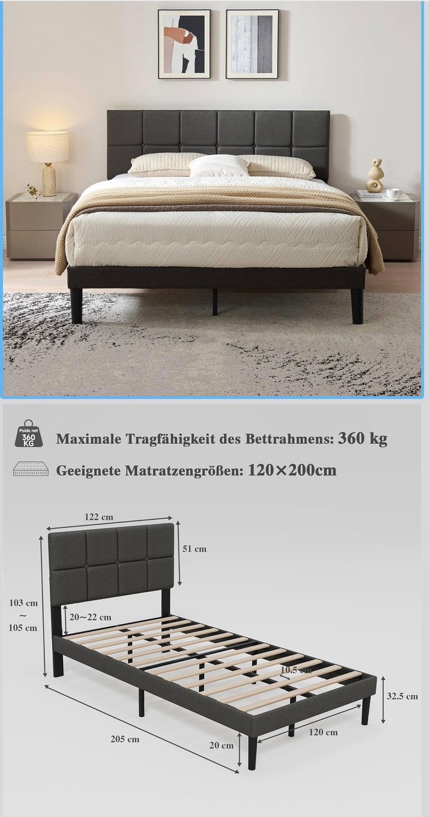 Metal Platform bed , 120x200 cm, Ophalen of Verzenden, Zo goed als nieuw, Twijfelaar, 120 cm