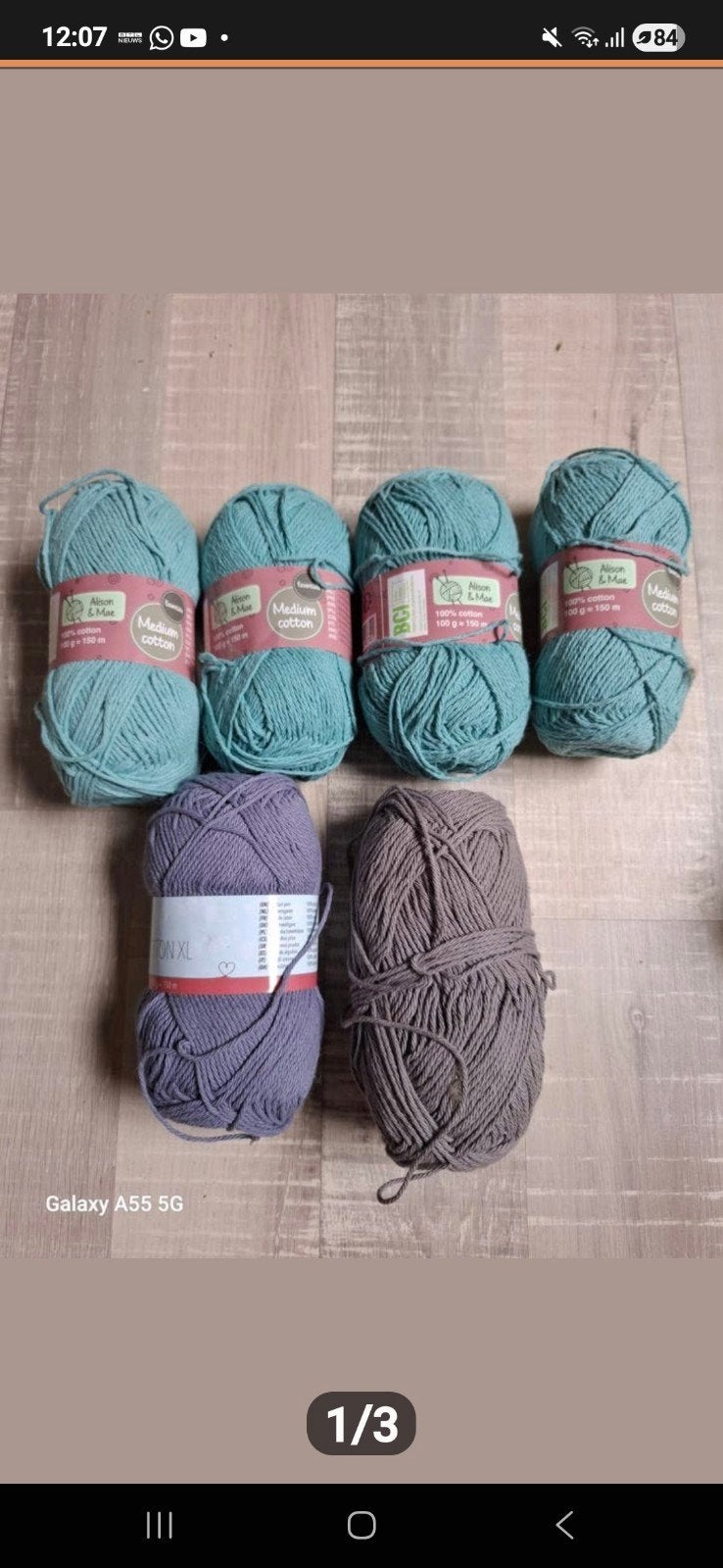 6x bollen katoen 2de helft, Ophalen of Verzenden, Zo goed als nieuw, Breien of Haken, Wol of Garen