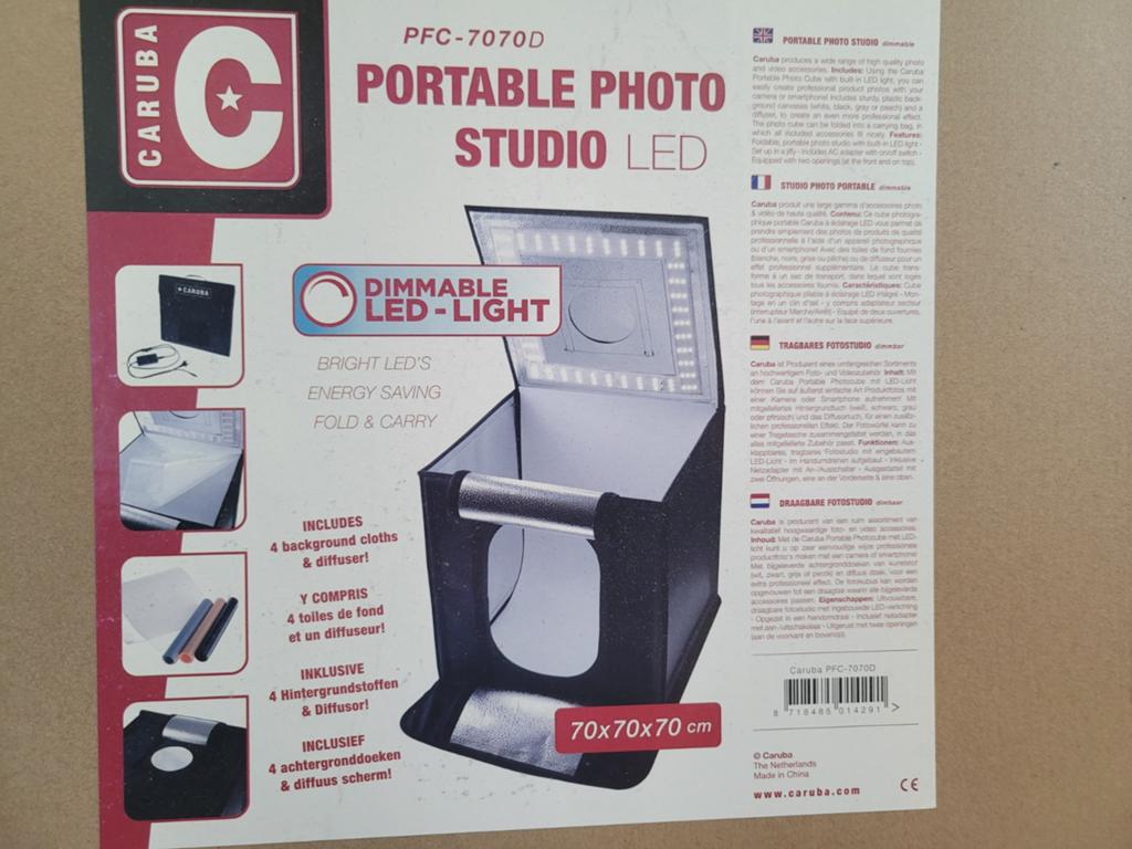 Caruba Portable Photo Studio LED 70x70x70 cm, Ophalen of Verzenden, Zo goed als nieuw, Complete fotostudio