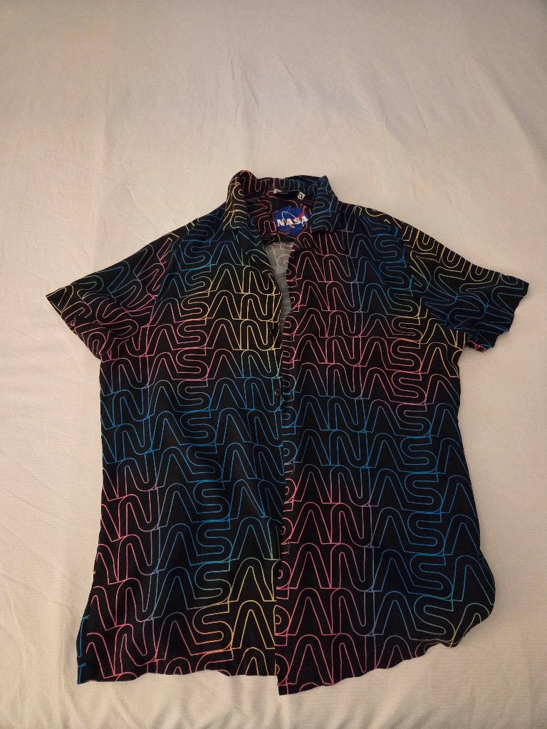 ASOS DESIGN NASA Neon Shirt Blouse Maat M, Meerkleurig, Zo goed als nieuw, Asos Design, Halswijdte 39/40 (M)