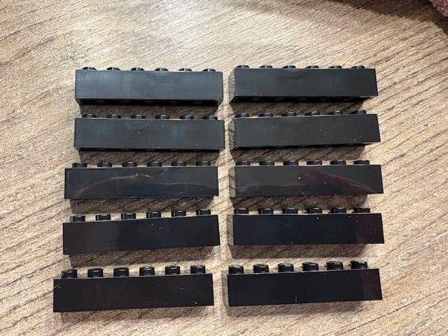 10 lego basis blokjes 1x6 zwart (2), Ophalen of Verzenden, Nieuw, Losse stenen, Lego