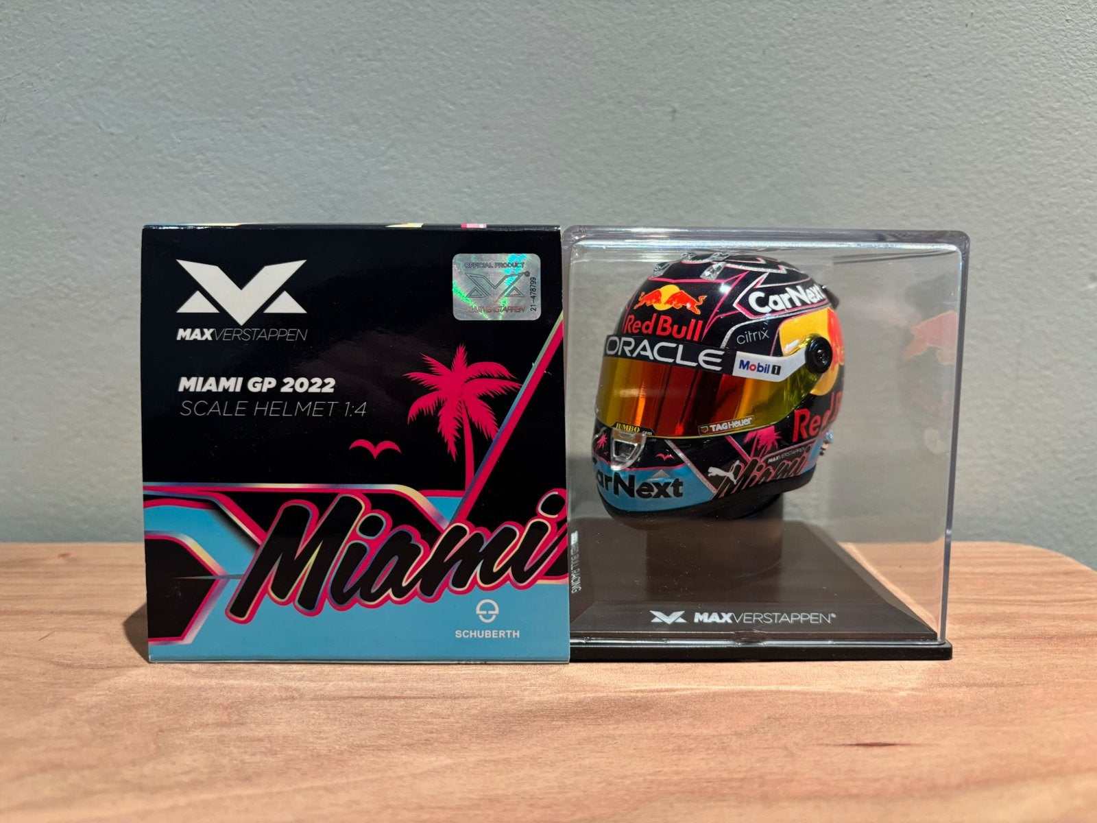 Max verstappen helm 1:4 miami 2022, Ophalen of Verzenden, Zo goed als nieuw, Formule 1