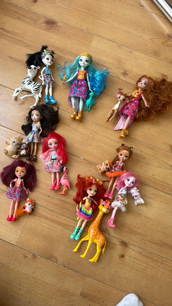 Enchantimals 9 poppen en dieren, Ophalen of Verzenden, Zo goed als nieuw, Babypop