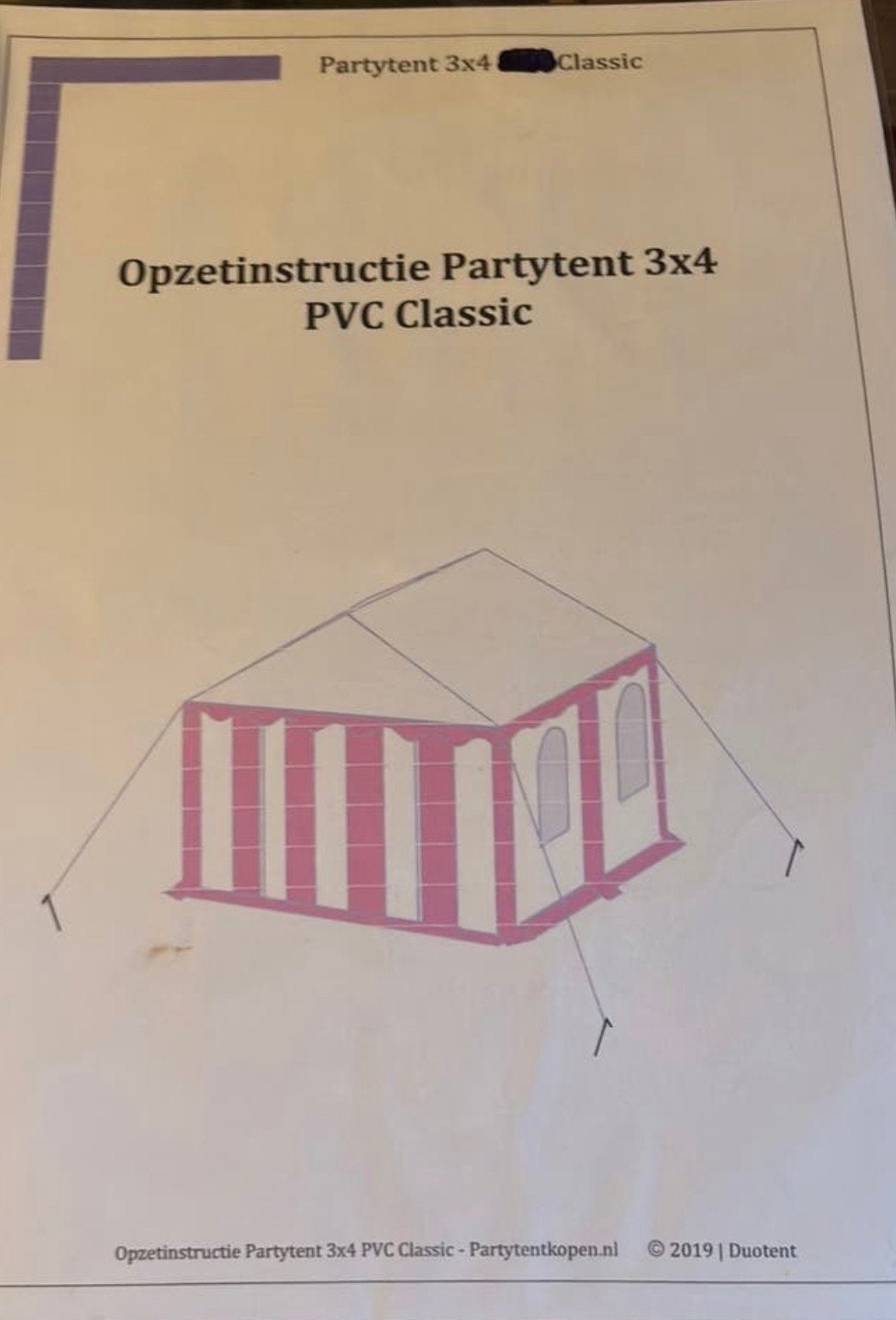 Partytent 3x4 PVC Classic - Zo goed als nieuw, Ophalen, Partytent, Minder dan 4 meter, Zo goed als nieuw