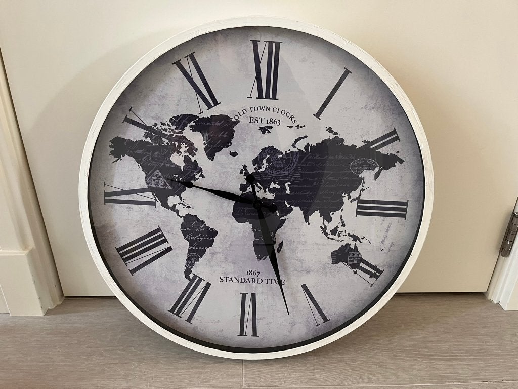 Wereldklok wit, Huis en Inrichting, Ophalen, Wandklok, Wit, Landelijk