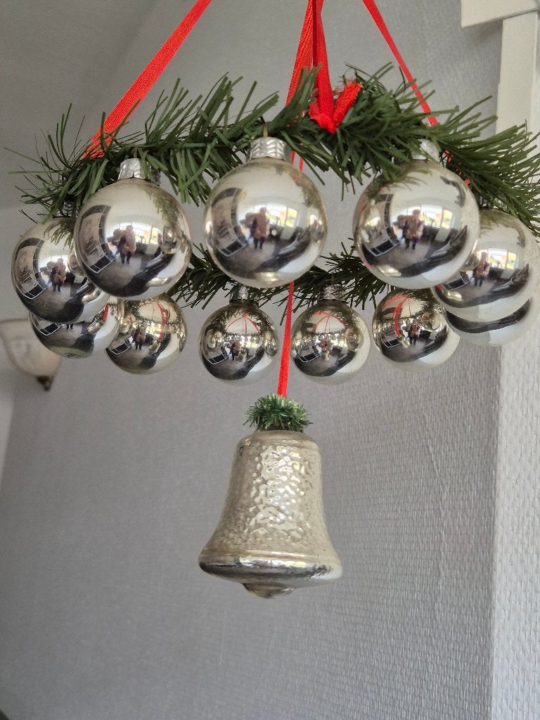Vintage kerstballen krans, Diversen, Kerst, Gebruikt, Ophalen of Verzenden