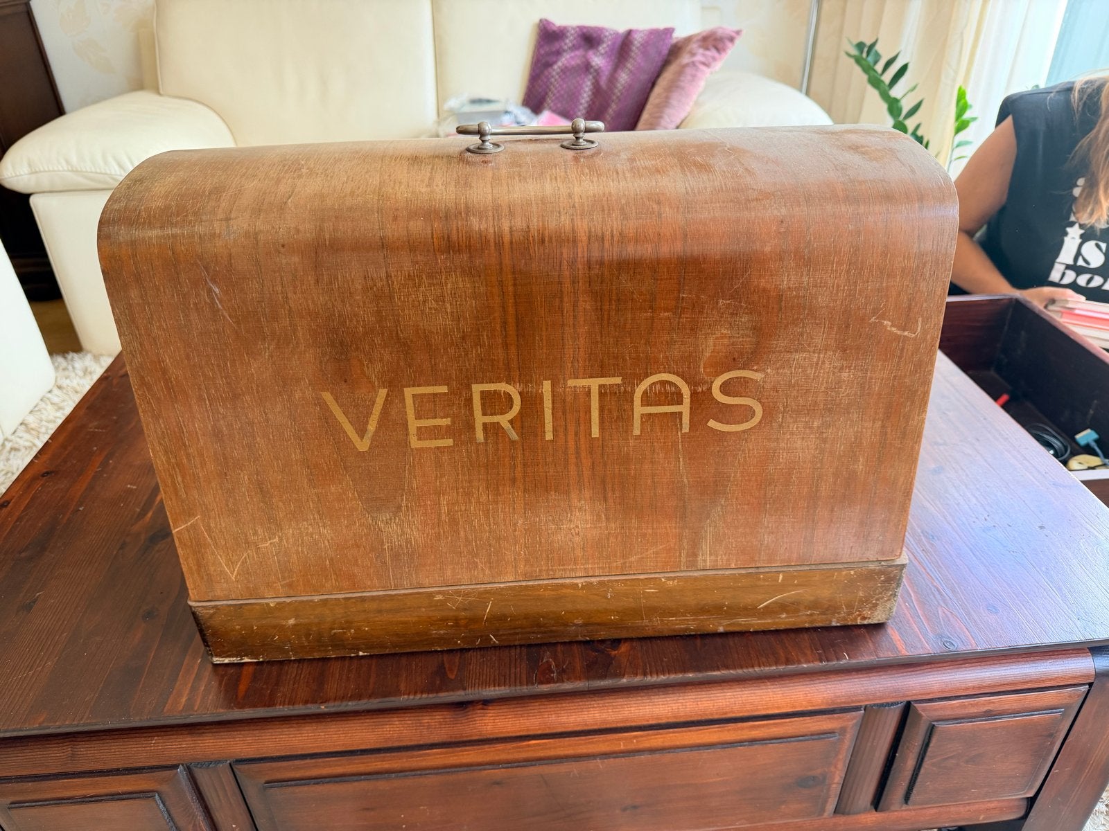 Vintage Veritas Naaimachine met Houten Koffer, Ophalen
