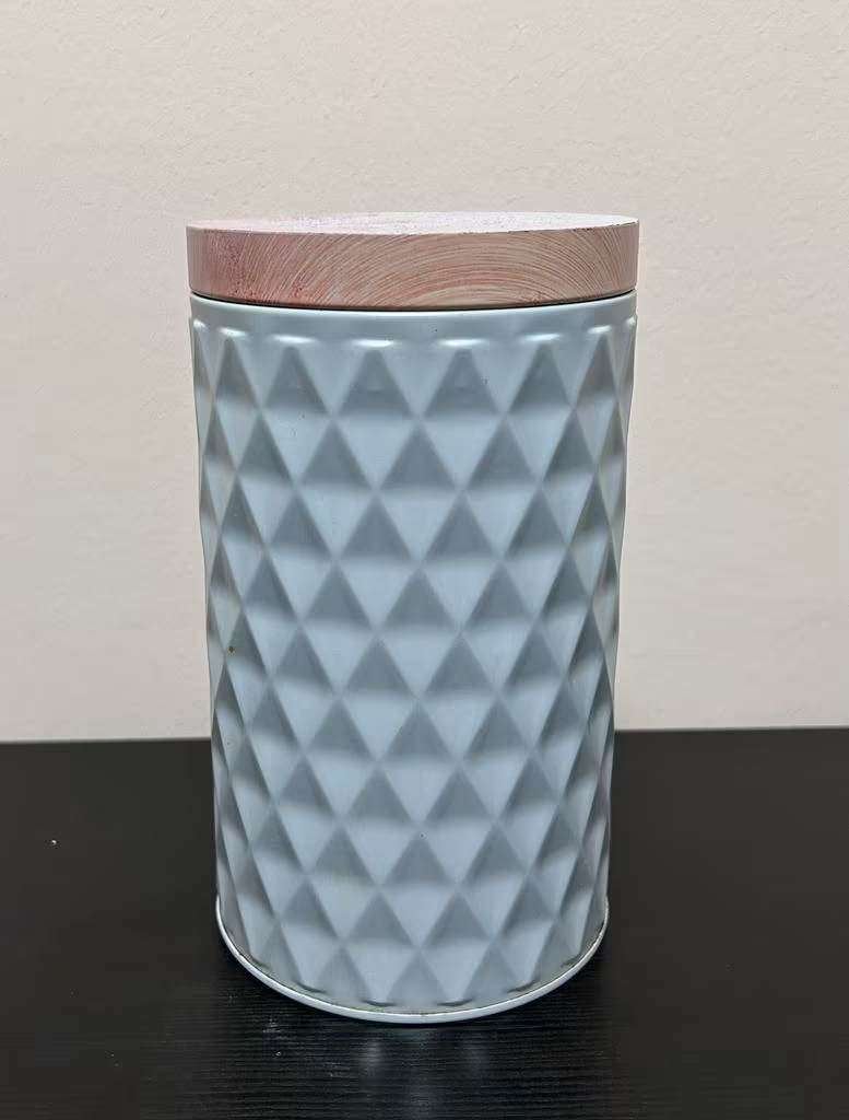 Metalen koffiecontainer / bewaarbak – Ø10 cm, hoogte 18,5 cm, Voorraadpot, Ophalen of Verzenden, Zo goed als nieuw