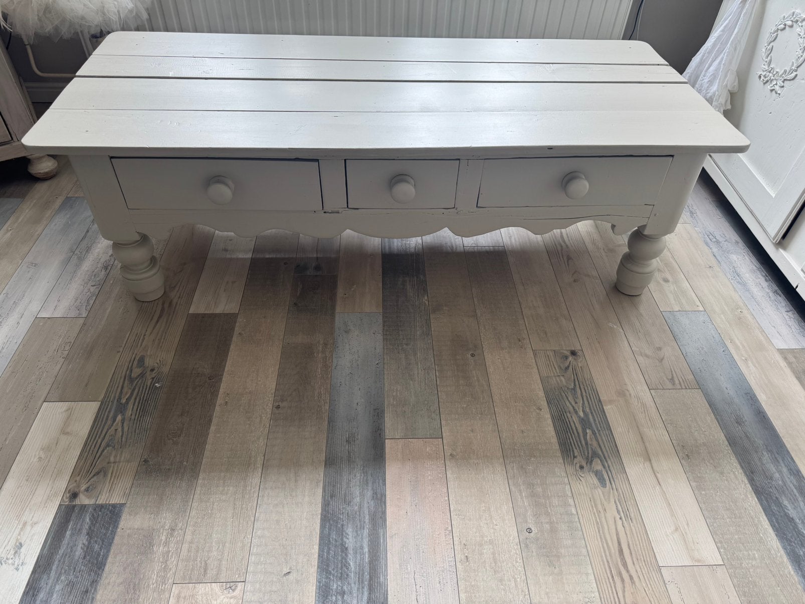 Oud grenen salontafel, Ophalen, Gebruikt, 100 tot 150 cm, 50 tot 100 cm