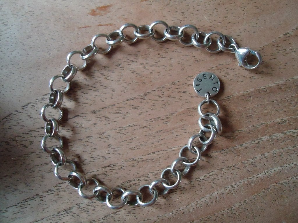mooie echt zilveren jasseron armband voor bedels tisento 925, Verstelbaar, Ophalen of Verzenden, Zo goed als nieuw, Zilver