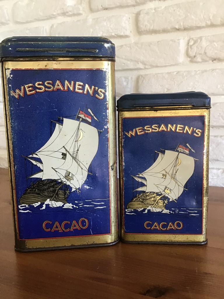 Cacao Blikken * Wessanen’s Wormerveer * 2 stuks, Ophalen of Verzenden, Gebruikt, Overige, Overige merken