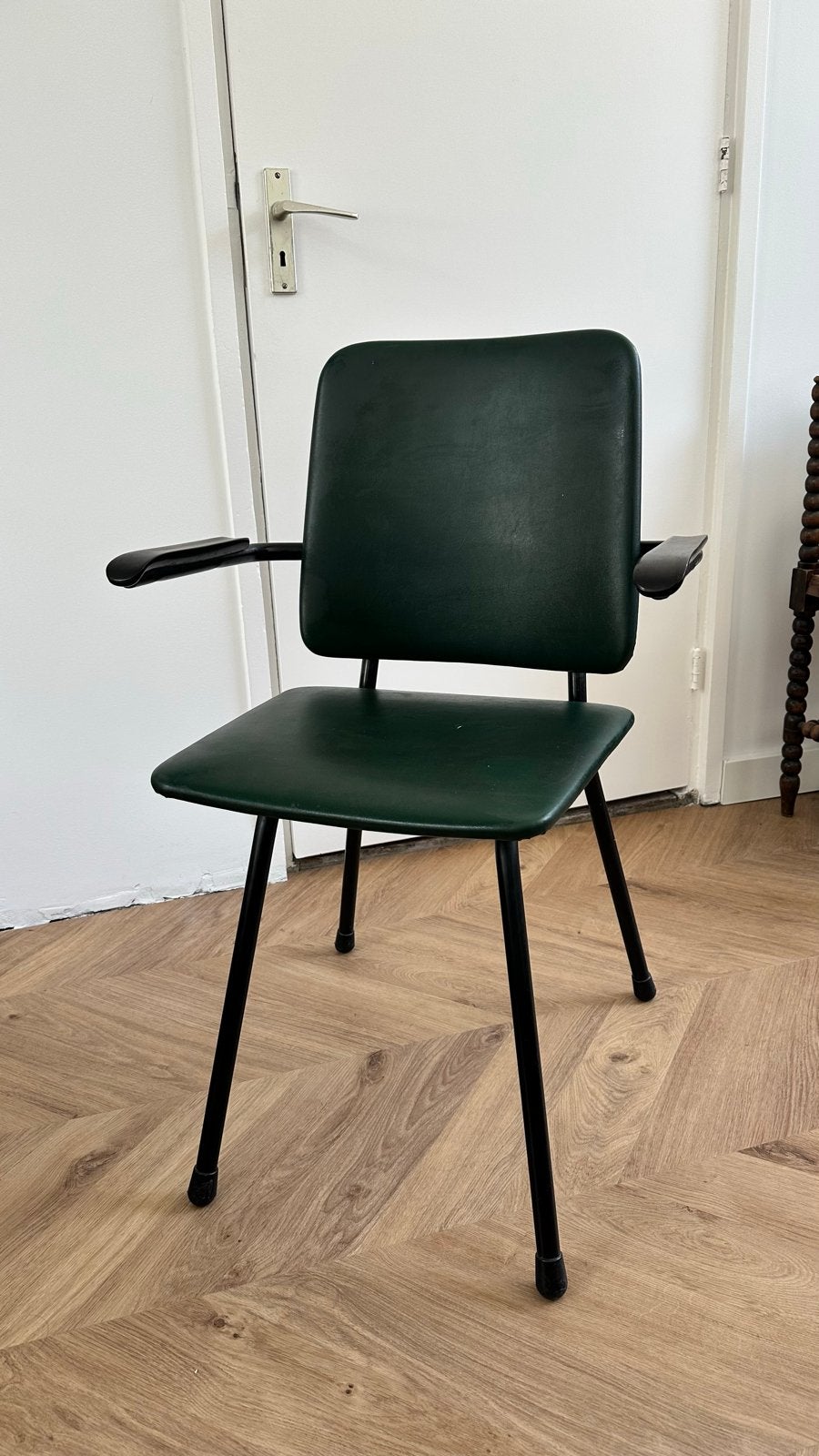 Vintage Groene Bureaustoel met Armleuningen, Antiek en Kunst, Ophalen