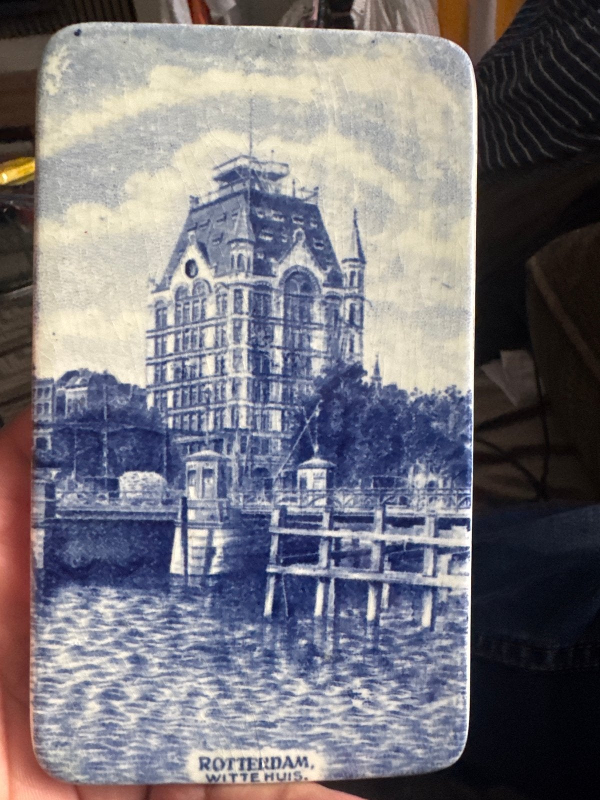 Delfts Blauw wandtegel Witte Huis Rotterdam, Antiek en Kunst, Ophalen of Verzenden