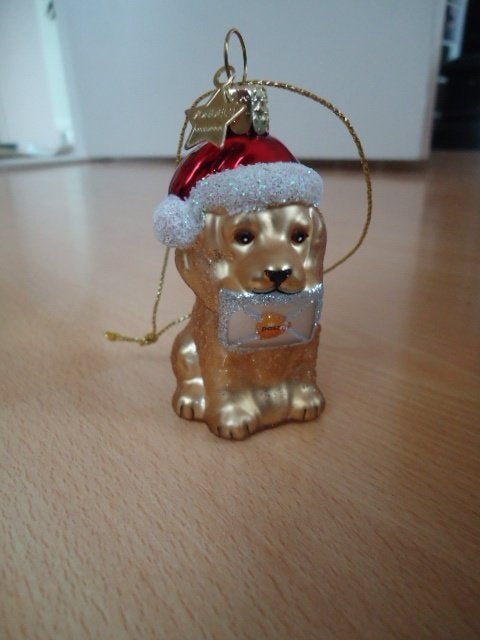 Vondels kerstornament, kerstbal hond met brief, Diversen, Ophalen of Verzenden