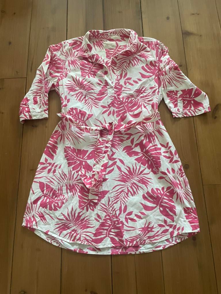 Leuke rozewitte katoenen jurk Comme Ca, L, Ophalen of Verzenden, Maat 42/44 (L), Roze, Onder de knie