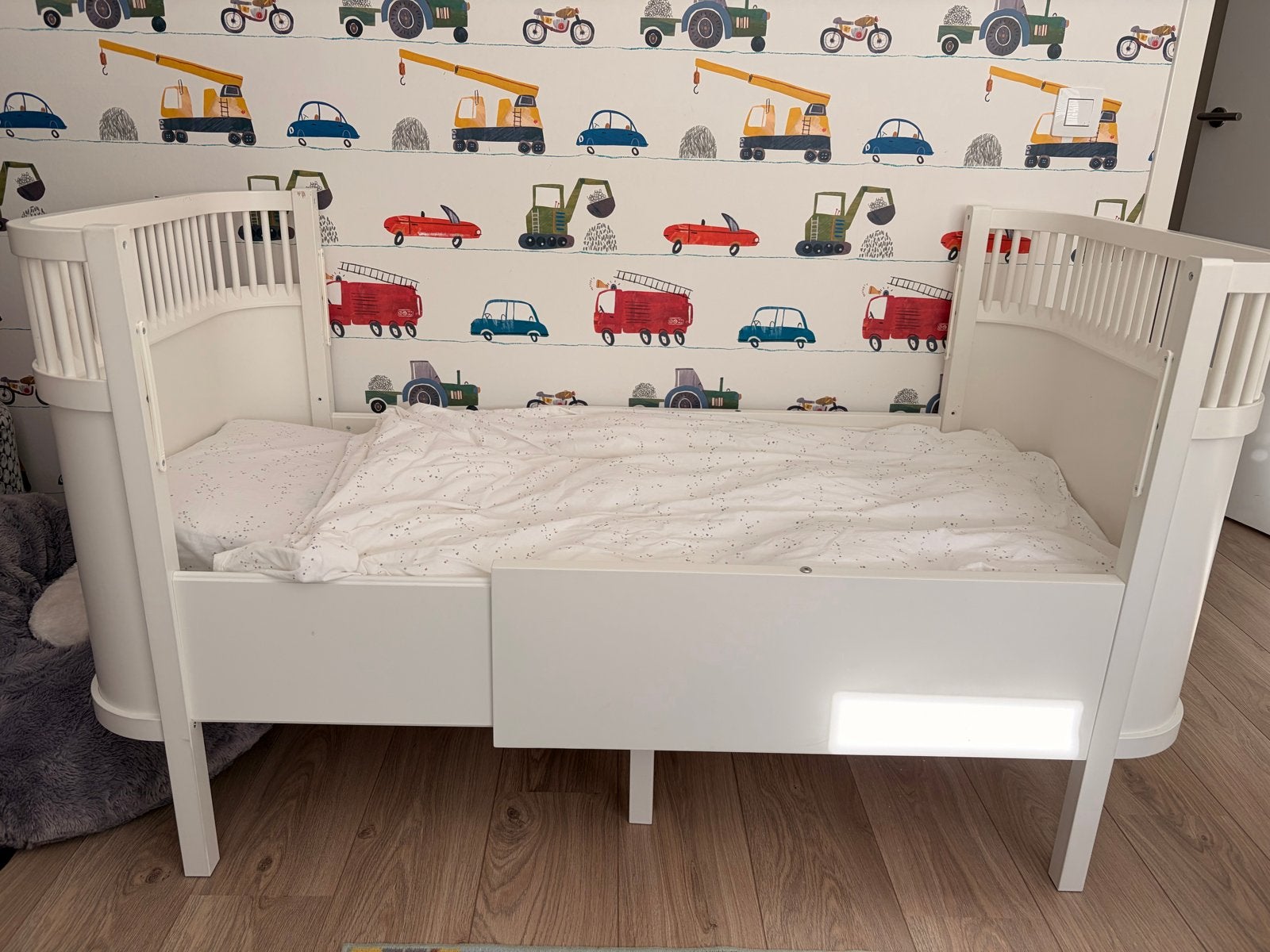 Sebra meegroeibed wit, incl. matras en dekbed, Ophalen, Wit, Hout, Verstelbaar