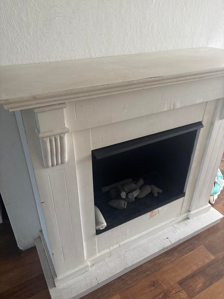 Witte schouw, Ophalen of Verzenden, Gebruikt, Vrijstaande haard, Elektrische haard