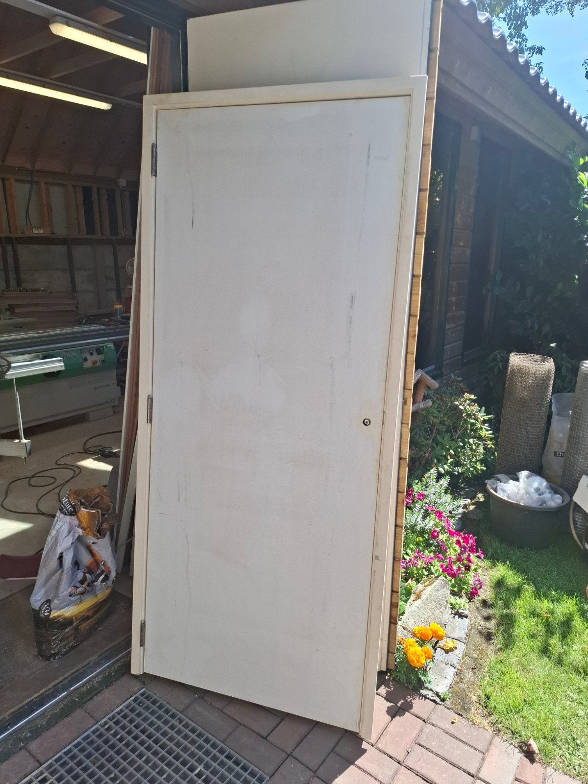 Deur 2015x830 met kozijn voor muurplaten 70mm, Ophalen, Gebruikt, 80 tot 100 cm, Binnendeur
