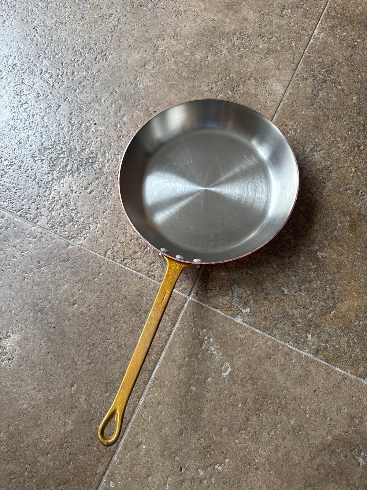Koperen Koekepan cq flambeerpan- 24,5 cm -, Ophalen of Verzenden, Gebruikt, Koper, Koekenpan