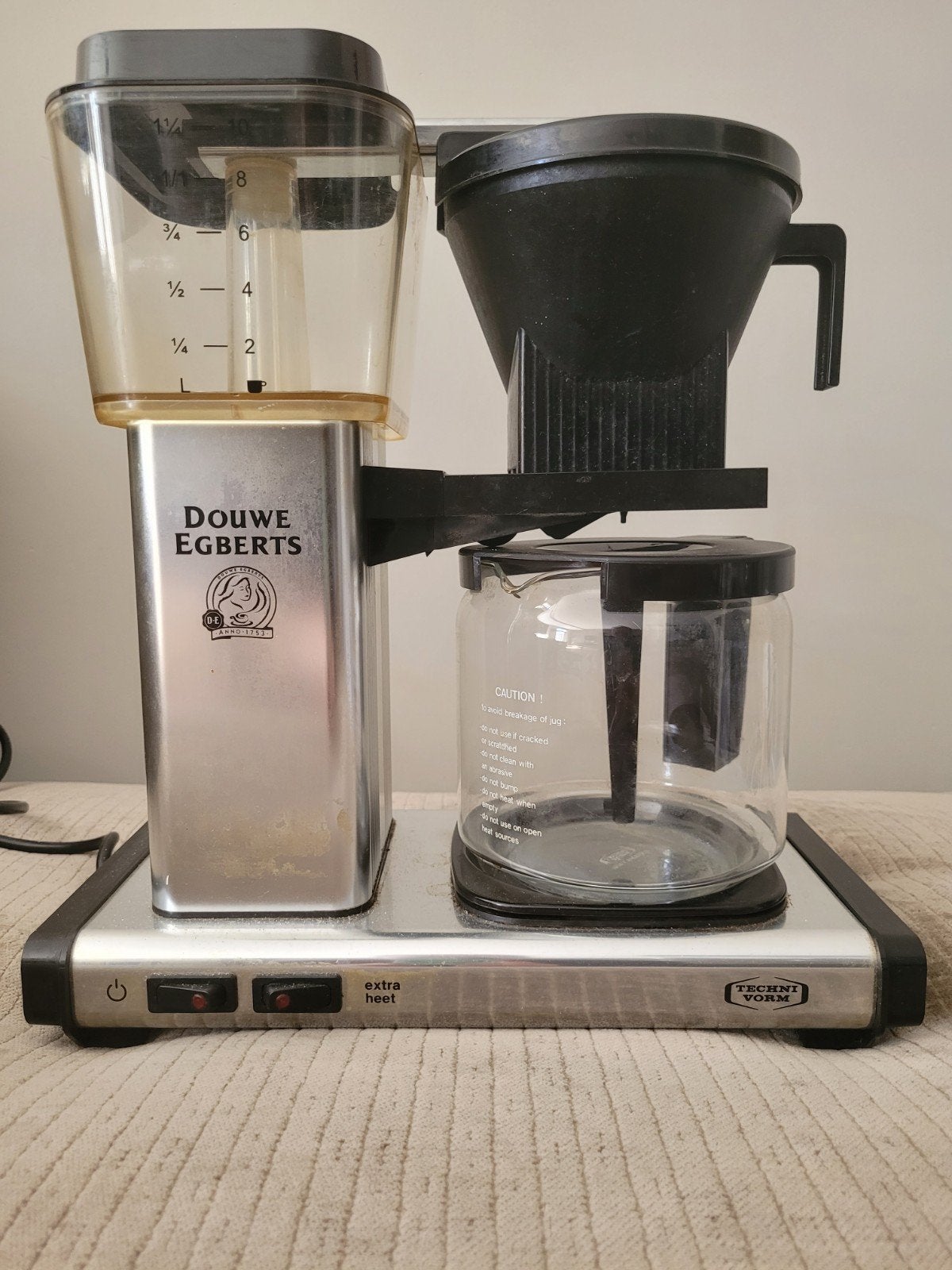 Douwe Egberts Koffiezetapparaat - Technivorm Moccamaster, Afneembaar waterreservoir, Gebruikt, 10 kopjes of meer, Koffiemachine