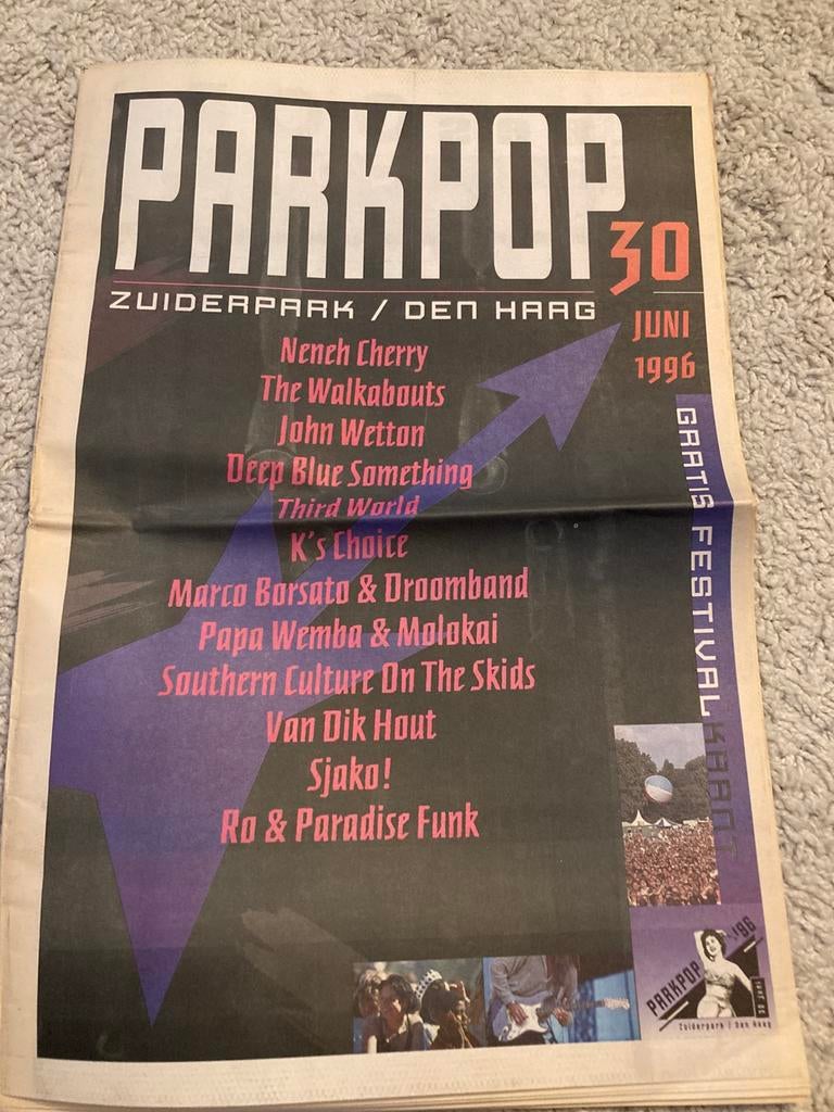 PARKPOP 1996 krant SJAKO Walkabouts K’S CHOICE Van Dik Hout, Ophalen of Verzenden, Zo goed als nieuw, Muziek, Film of Tv