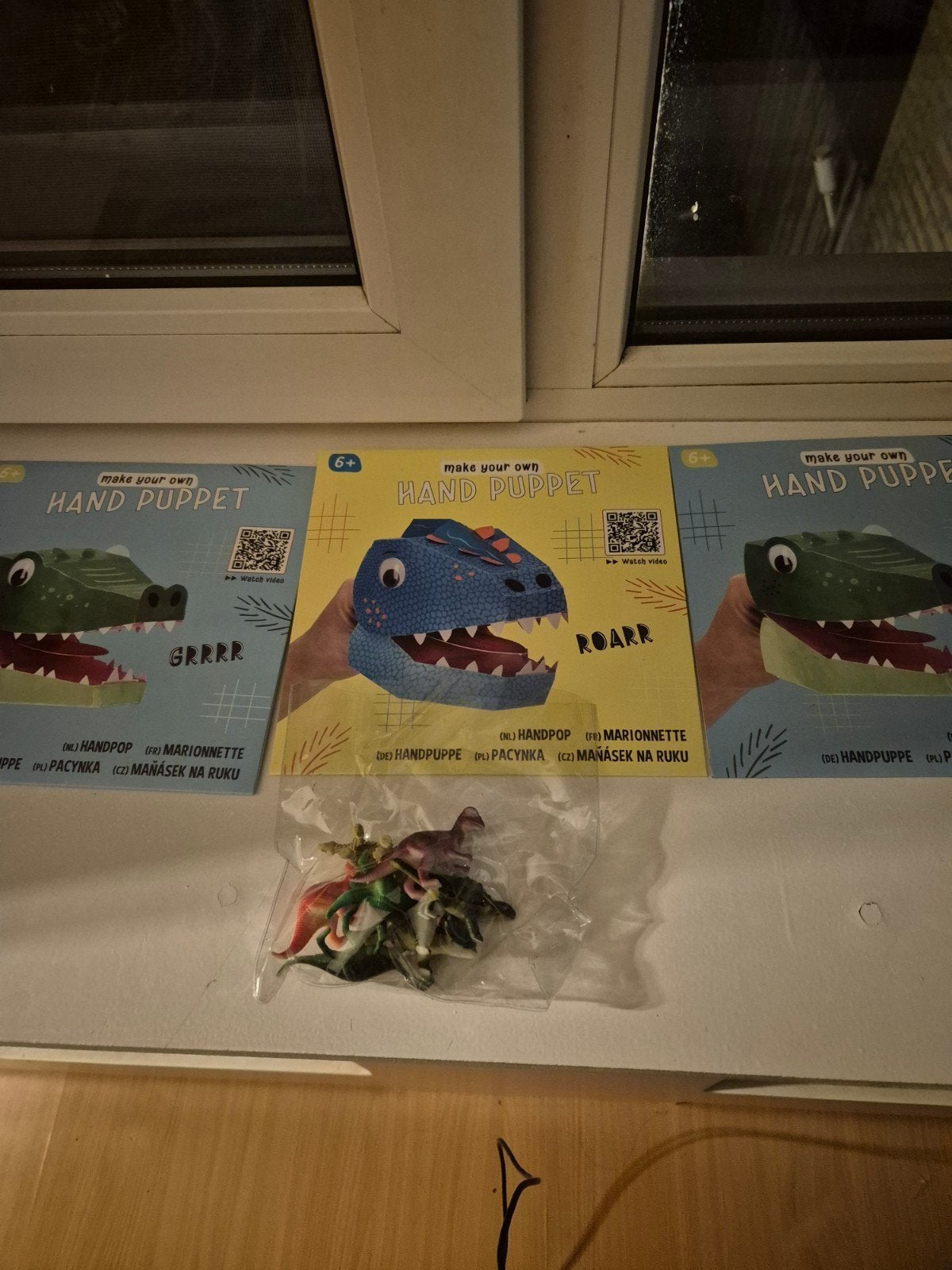 3x Knutselset Dinosaurus Handpop + Speelgoed Dino's (6+), Ophalen of Verzenden, Nieuw, Knutselen