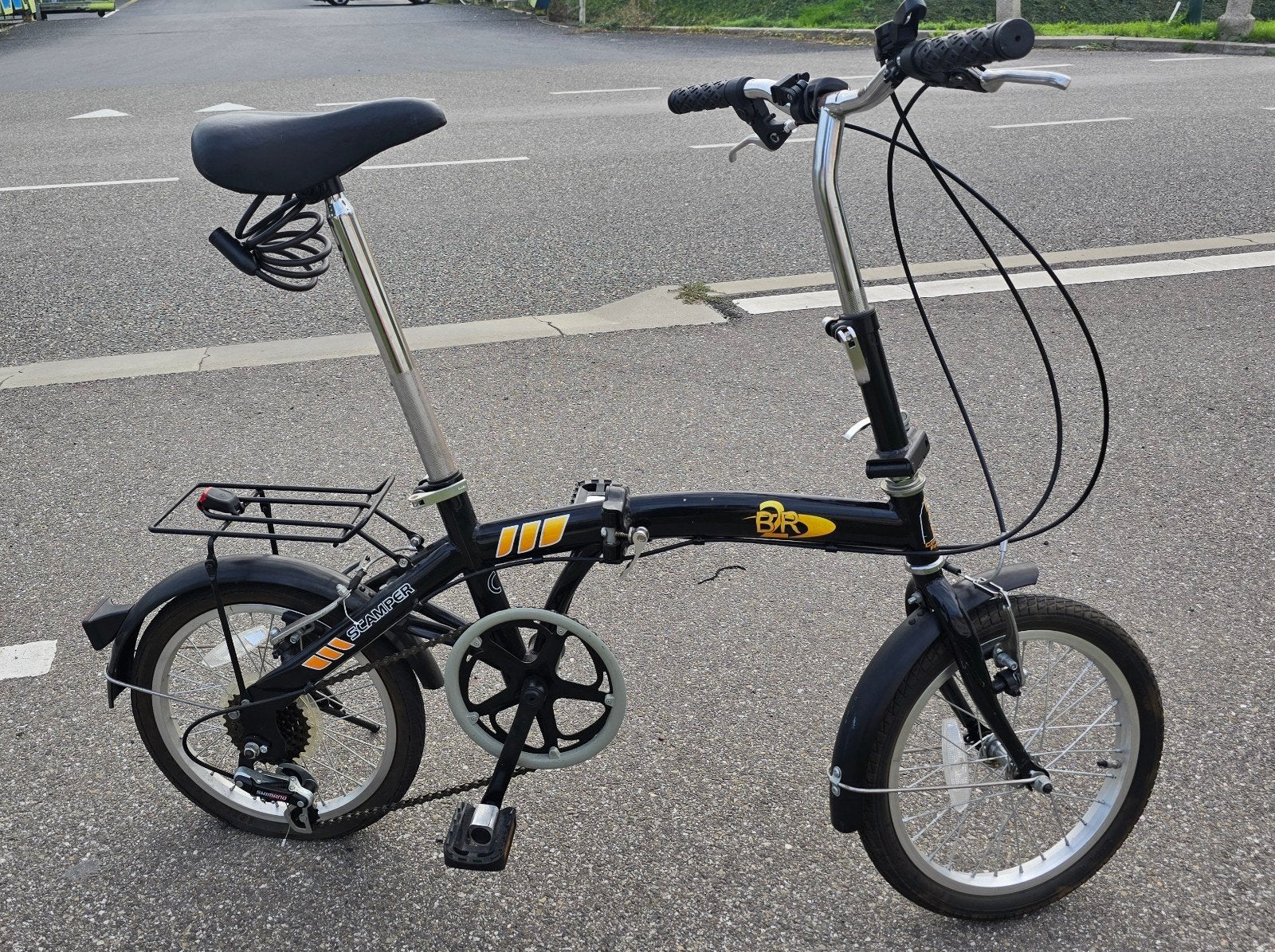 vouwfiets Scamper B2R met 6 Shimano SIS index versnellingen, Velgrem, 16 tot 18 inch, Versnellingen, Zo goed als nieuw