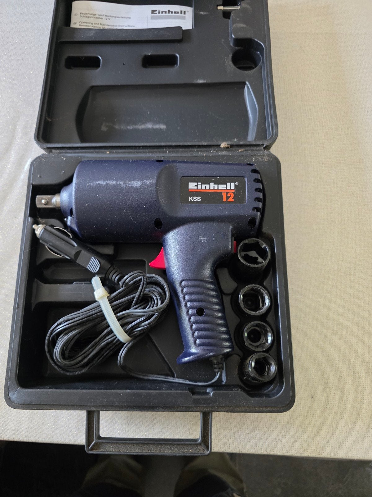 Einhell KSS 12 Slagmoersleutel 12V met koffer, Ophalen of Verzenden, Gebruikt, Minder dan 400 watt, Overige typen
