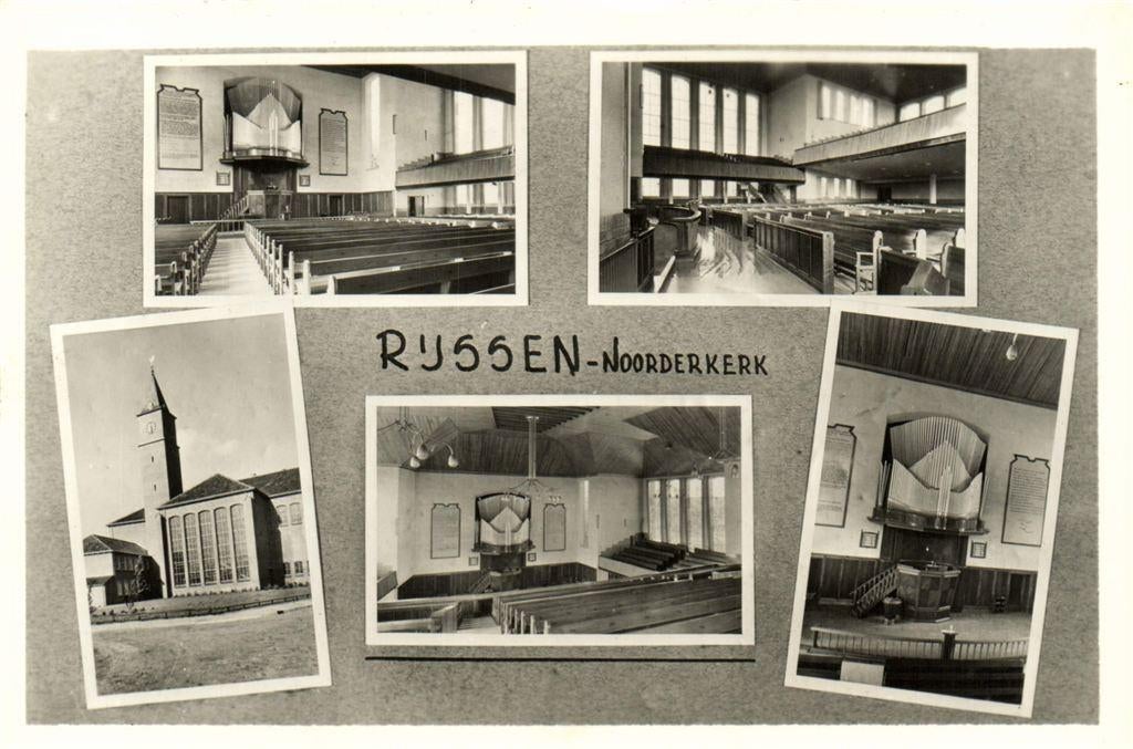 Rijssen - Noorderkerk - 5 afb o.a. interieur - gelopen, Ophalen of Verzenden, 1940 tot 1960, Gelopen, Noord-Brabant