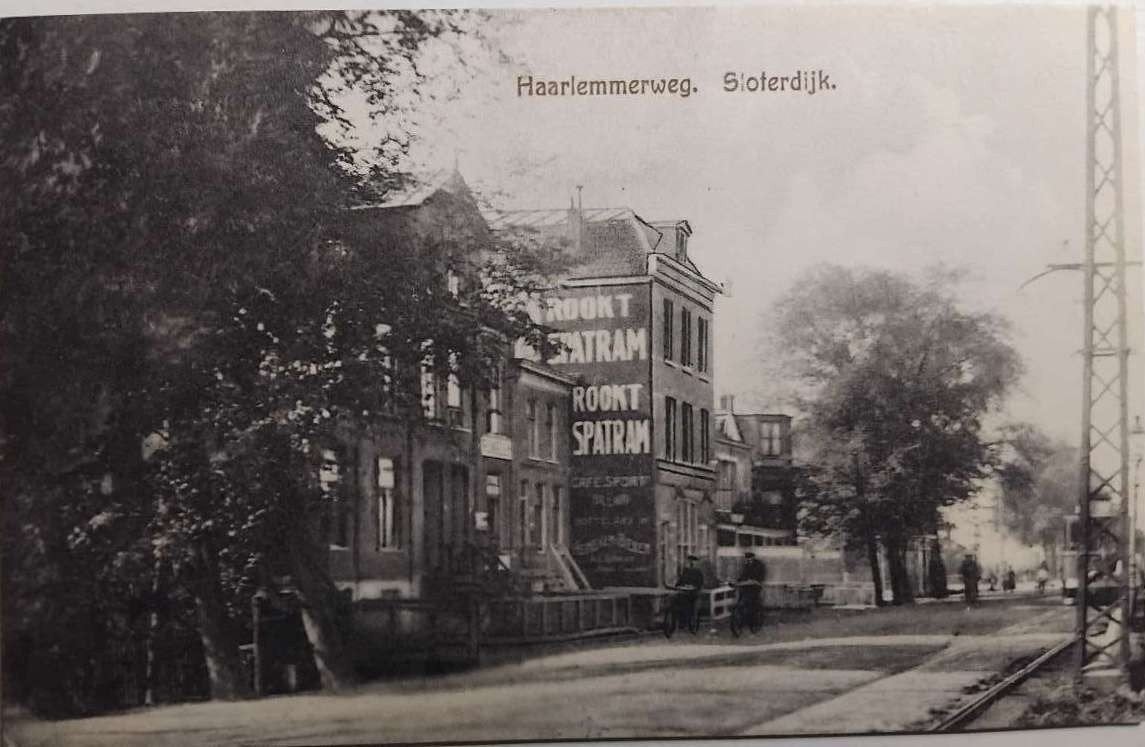 Haarlemmerweg Sloterdijk met Blauwe Tram & Spatram c. 1920, Verzamelen, Ophalen of Verzenden, 1920 tot 1940, Ongelopen, Noord-Holland