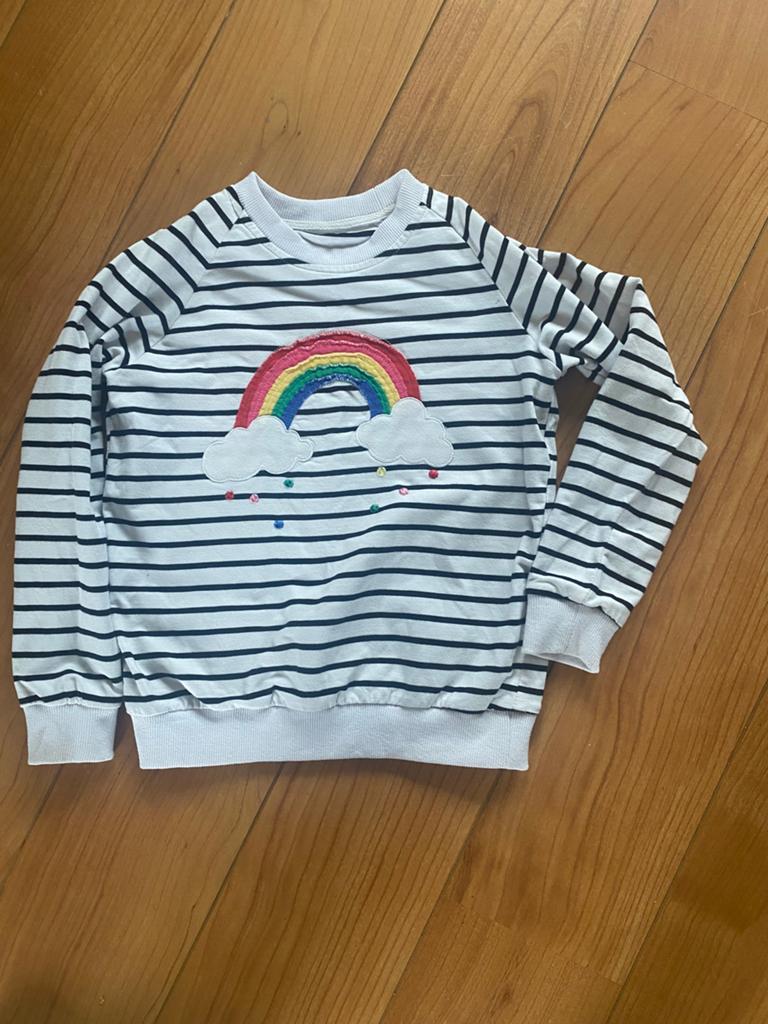 Gestreepte trui met regenboog en wolken - Unisex, Ophalen of Verzenden, Zo goed als nieuw, Jongen of Meisje