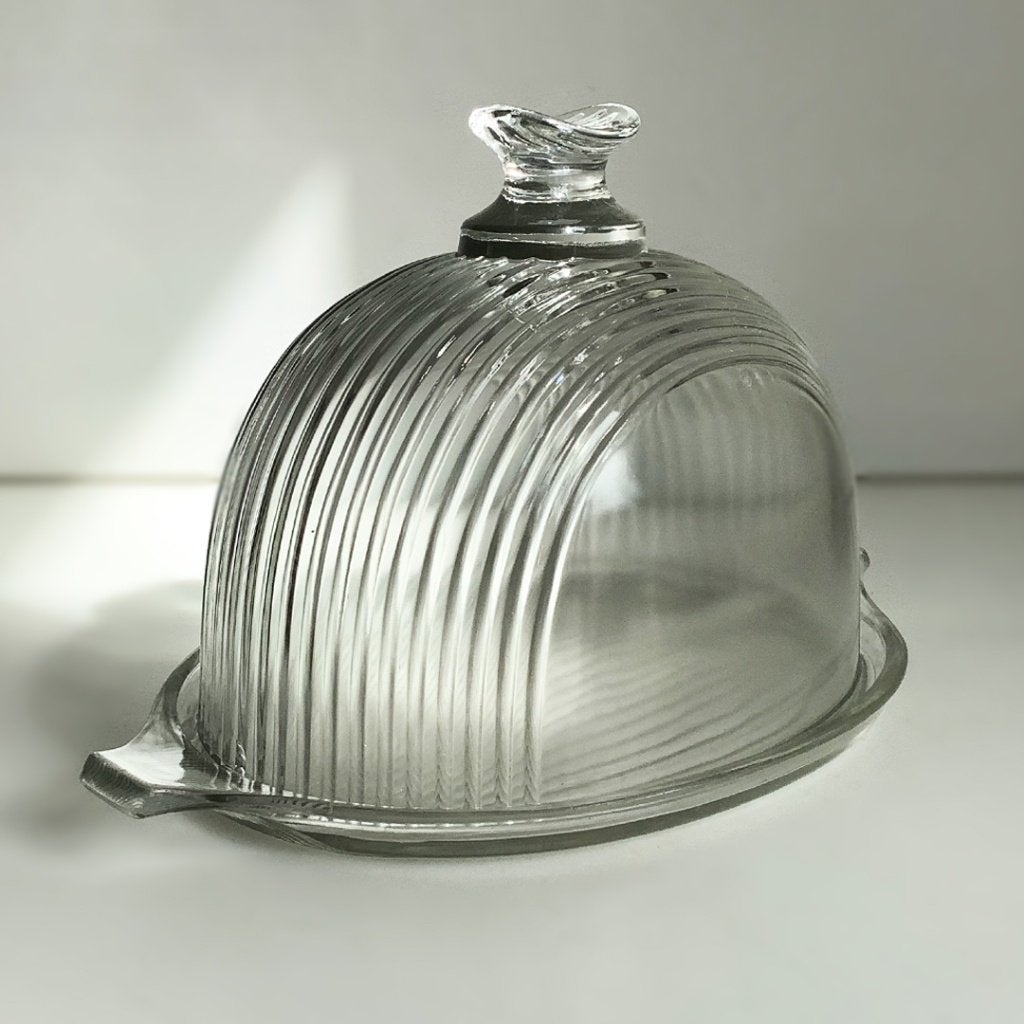 Leerdam Floris Meijdam persglazen kaasstolp Libra 1952, Antiek en Kunst, Antiek | Glas en Kristal, Verzenden