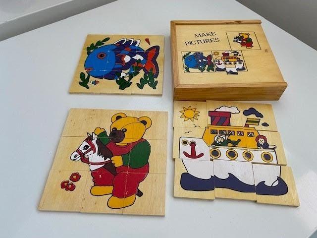 houten kistje met 3 puzzels, Ophalen, Zo goed als nieuw