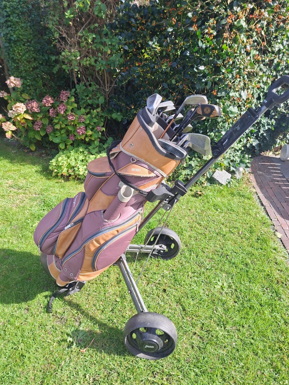 Bennington golftas  - goltrolley en wilson golfset 
wi