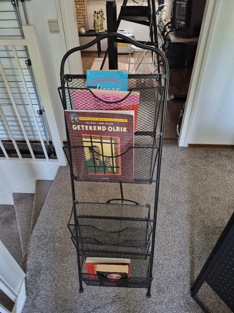 Boeken - Tijdschriften - standaard - opbergsysteem, Ophalen, Zo goed als nieuw, Metaal, Bruin