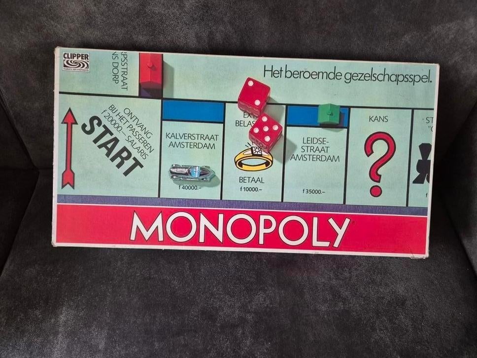 Vintage monopoly met guldens, Vijf spelers of meer, Ophalen of Verzenden, Gebruikt, Clipper